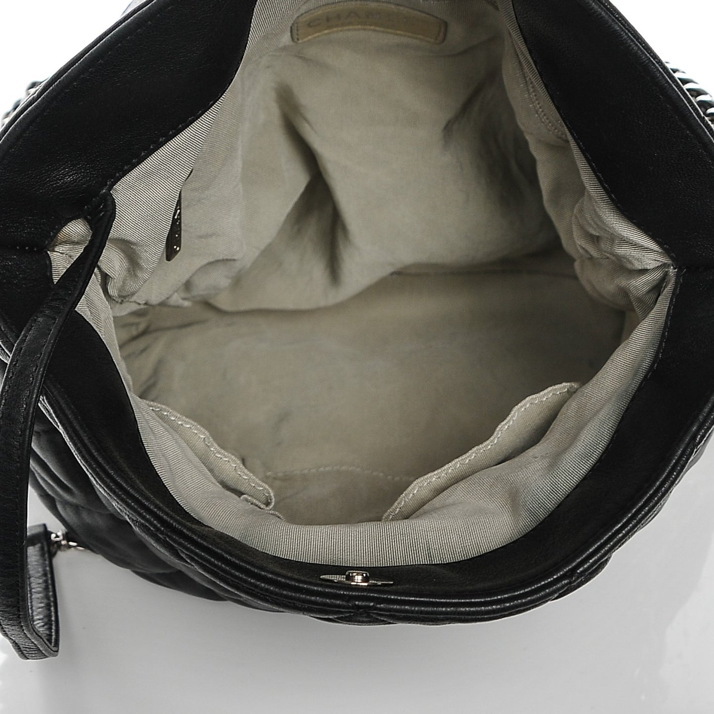 Chanel Washed Lambskin Chain Around Hobo Black