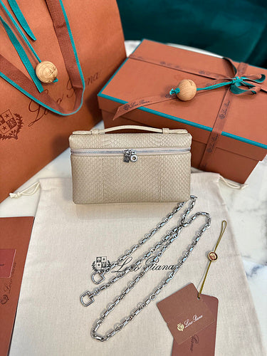 Textured Leather Clutch with Chain Strap