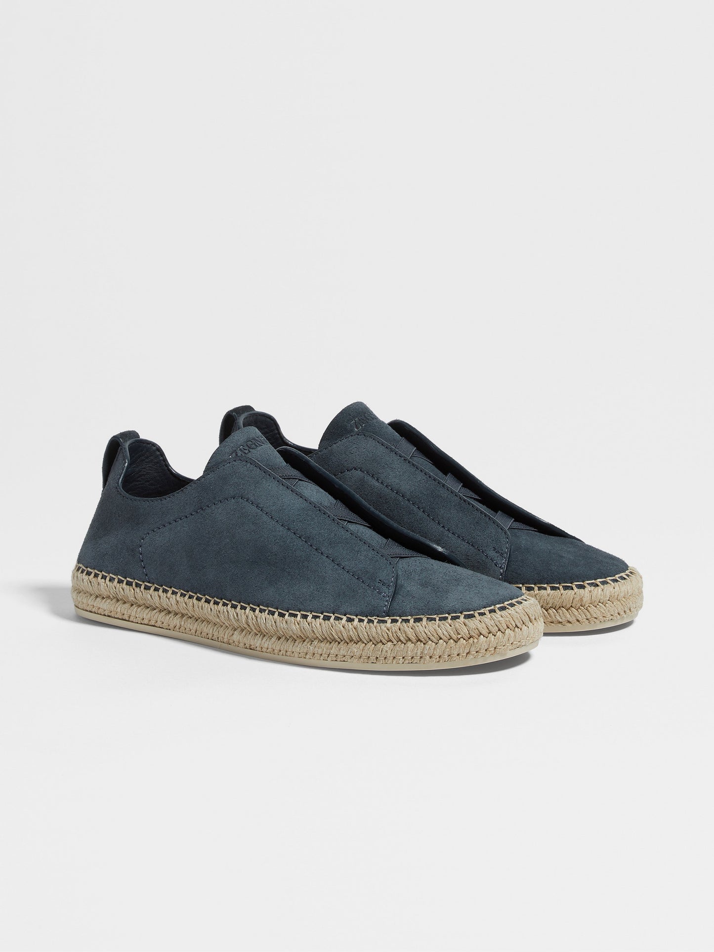 ZEGNA Dark Teal Blue Suede Triple Stitch™ Espadrilles