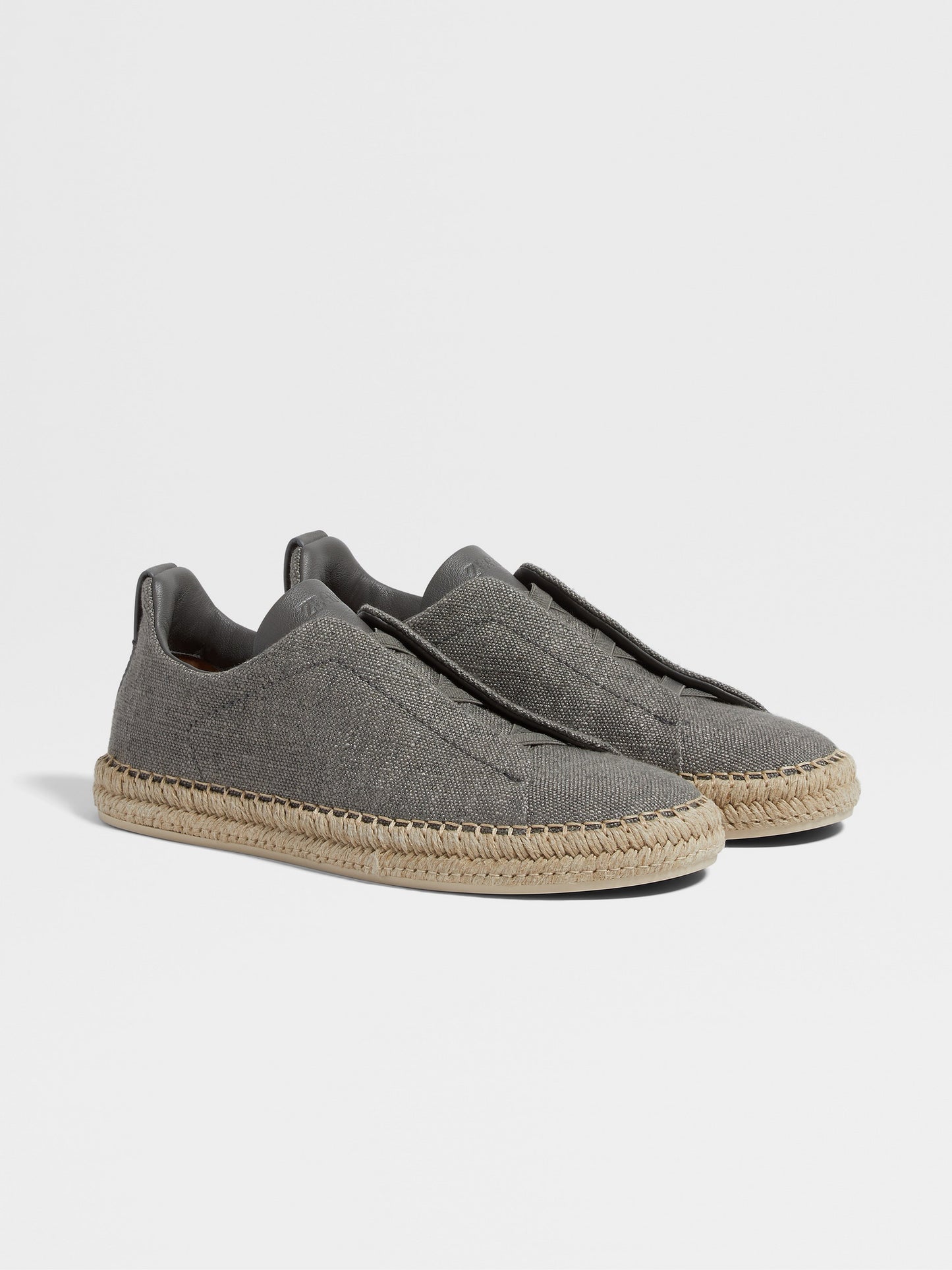 Red - Grey Mélange ZEGNA Linen and Leather Triple Stitch™ Espadrilles