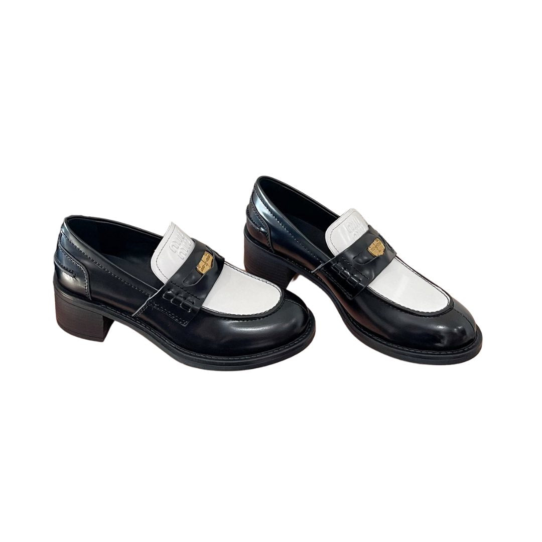 Black and White Heel Loafers