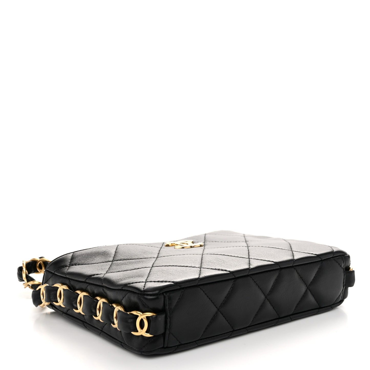 Chanel Lambskin Quilted Small CC Links Hobo Black