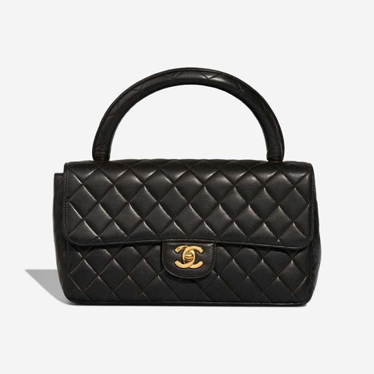 Chanel Black Quilted Lambskin Vintage Medium Classic Kelly