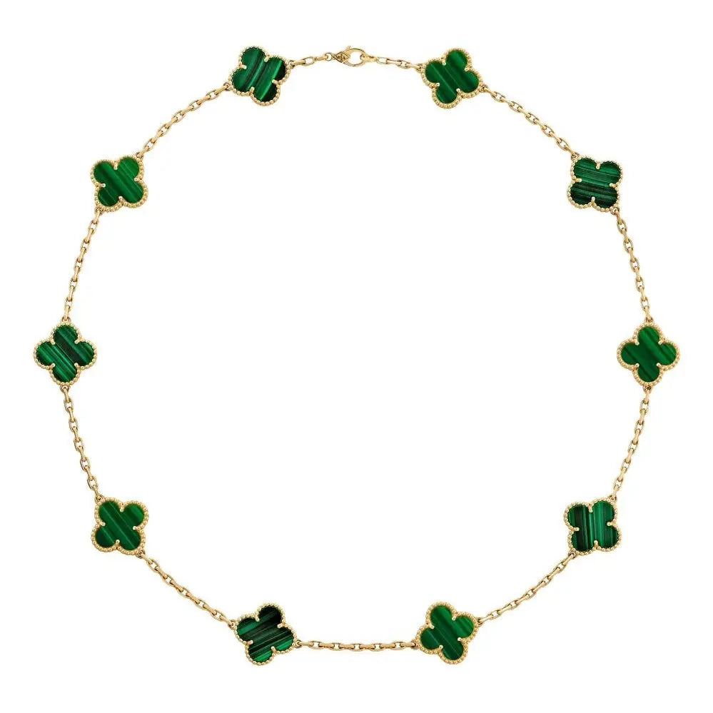 18K Yellow Gold Van Cleef & Arpels Vintage Alhambra Green