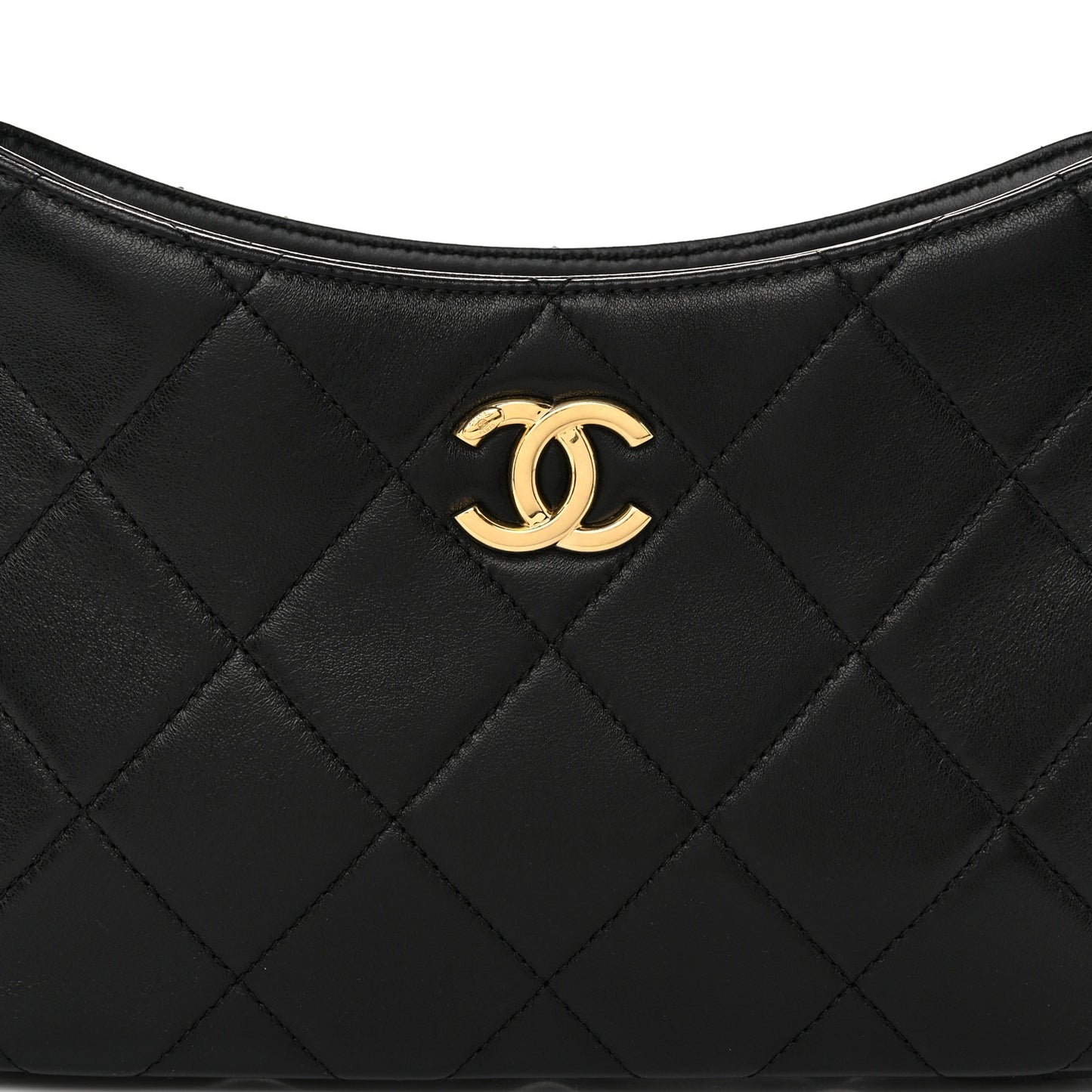 Chanel Lambskin Quilted Small CC Links Hobo Black