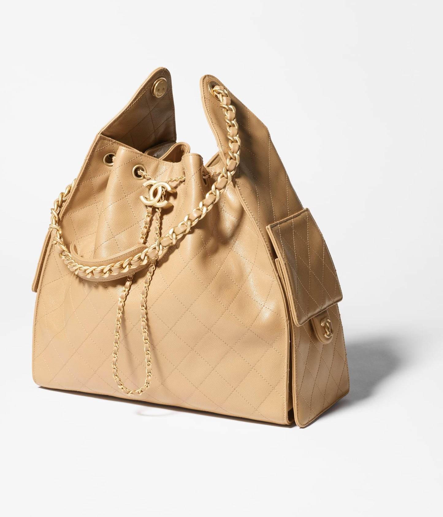 25 Grained Calfskin & Gold-Tone Metal Handbag