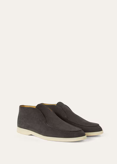 Navy Blue - Light Wood Smoke LORO PIANA Open Walk Ankle Boot