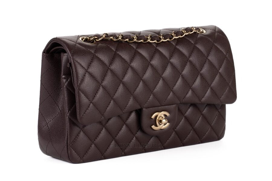 Chanel Classic Flap Brown Caviar Light Gold Hardware