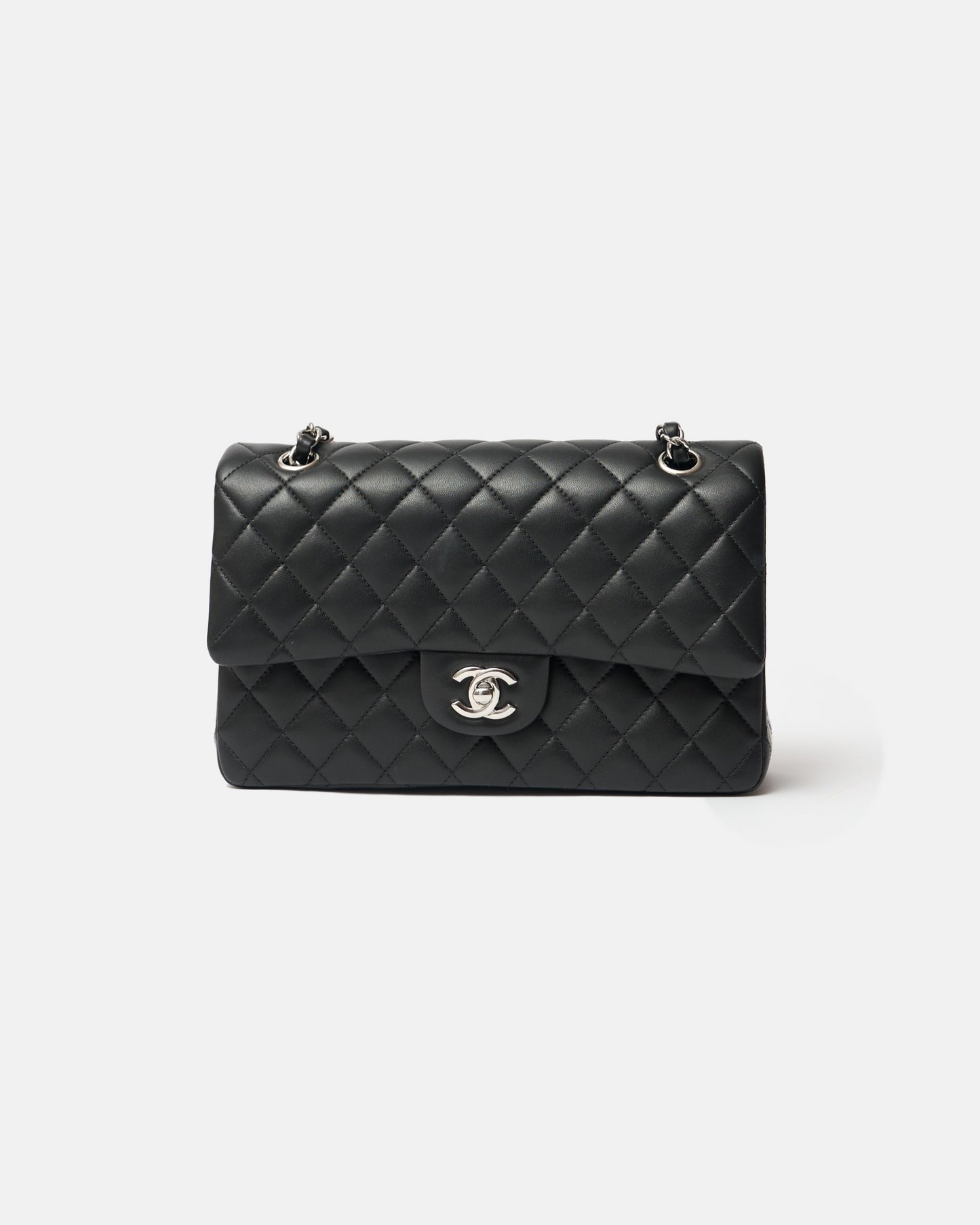 Flap Quilted Shoulder Bag Medium Silver Hardware