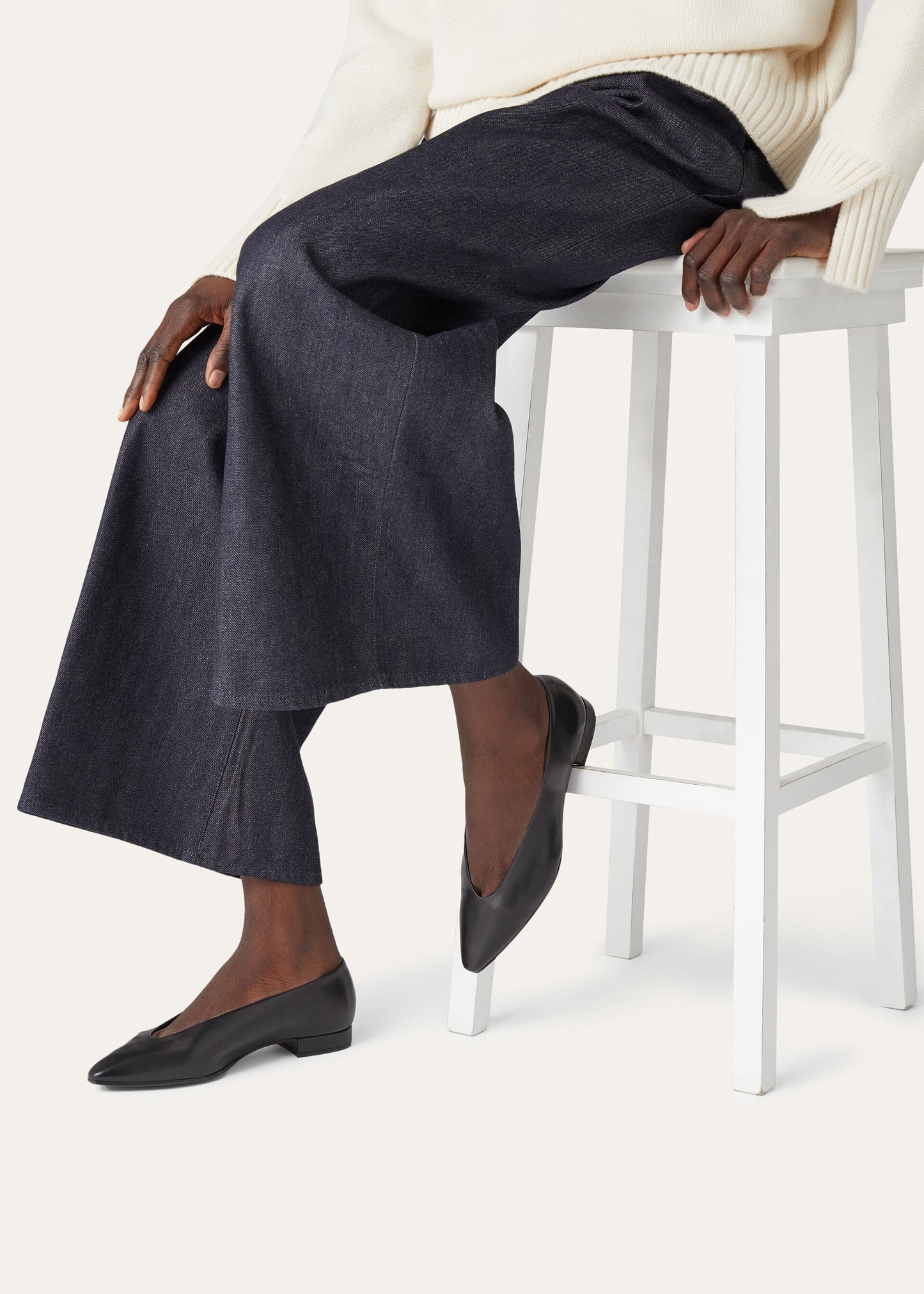 Black - Fireplace Rebecca Ballet Flat Calfskin