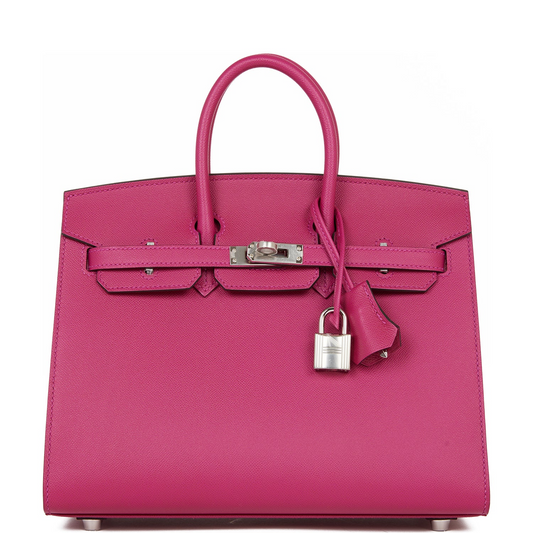 Birkin 25 Rose Pourpre Veau Madame Palladium Hardware