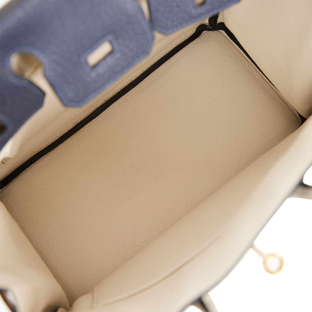 Hermès Special Order (HSS) Birkin 25 Bleu Nuit and Craie Togo Gold Hardware