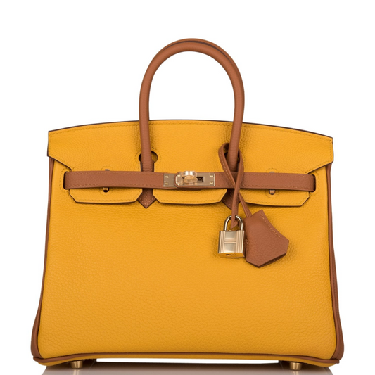 Hermès Special Order (HSS) Birkin 25 Jaune Ambre and Gold Togo Permabrass Hardware