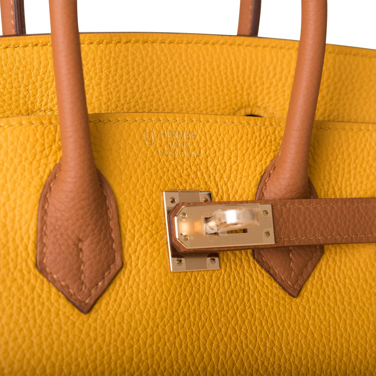 Hermès Special Order (HSS) Birkin 25 Jaune Ambre and Gold Togo Permabrass Hardware