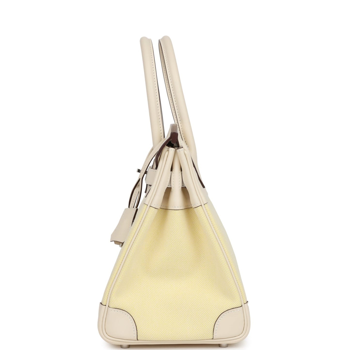 Birkin 30 Nata Swift and Jaune Poussin Toile H Canvas Palladium Hardware