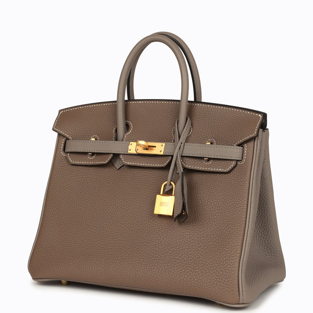 Hermès Special Order (HSS) Birkin 25 Etoupe and Etain Togo Brushed Gold Hardware