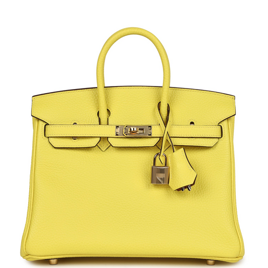 Hermès Special Order (HSS) Birkin 25 Lime Verso Clemence Permabrass Hardware