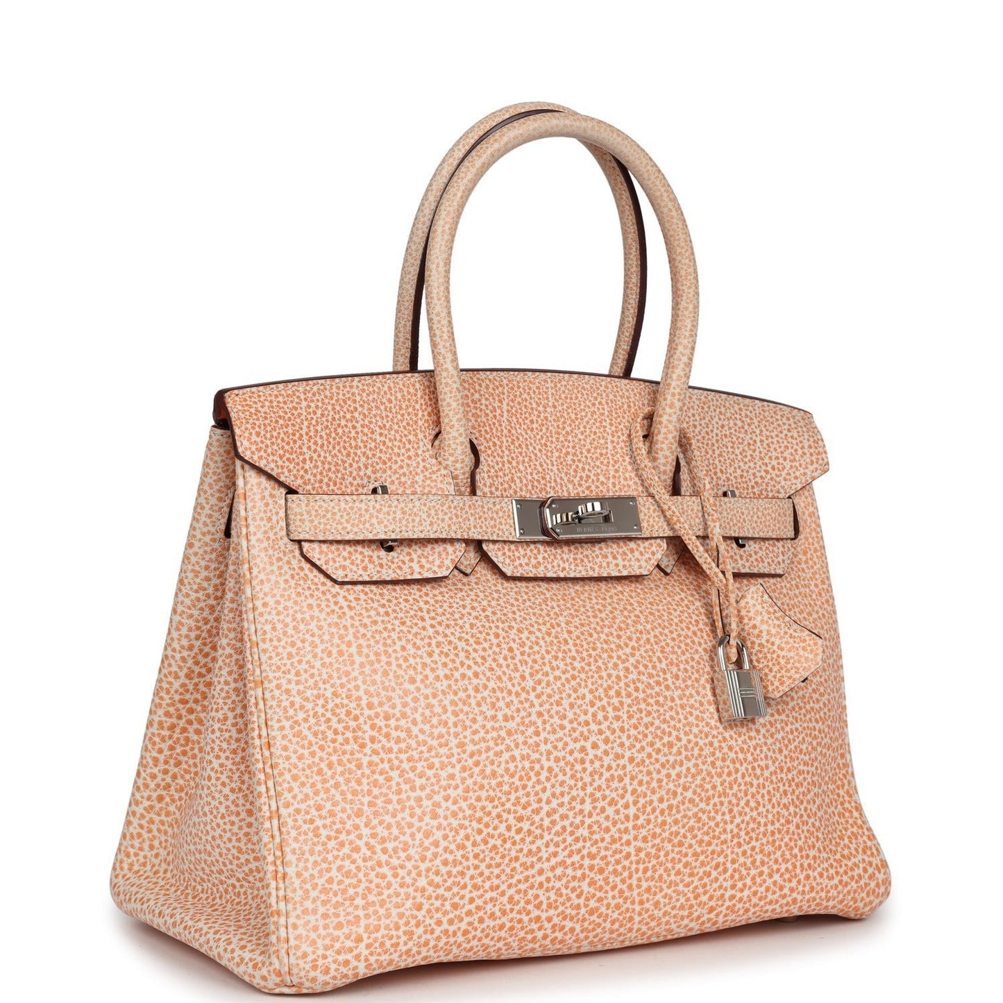 Vintage Hermès Birkin 30 Orange Dalmatian Buffalo Palladium Hardware