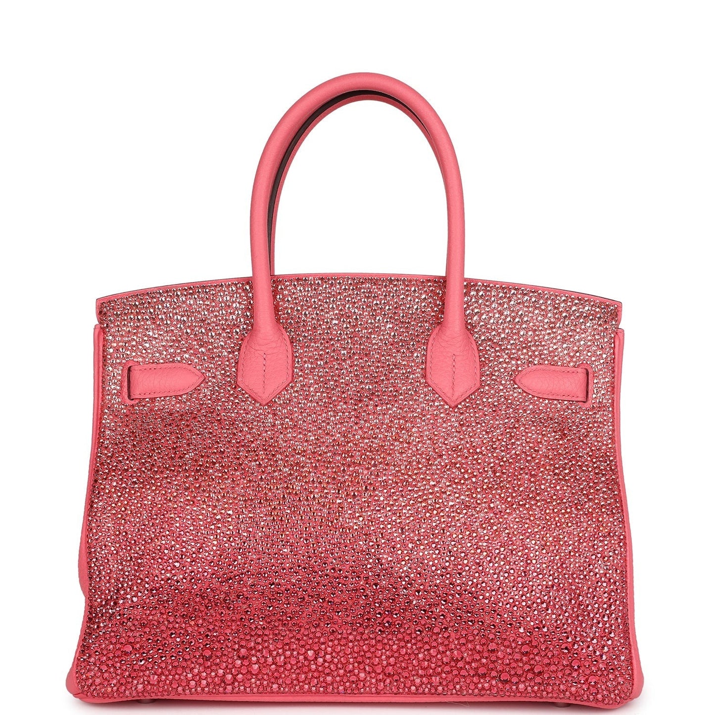 Custom Ombre Swarovski Crystal Hermès Birkin 30 Rose Azalee Clemence Palladium Hardware