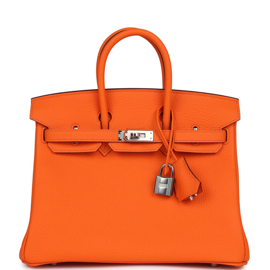 Birkin 25 Orange Minium Togo Palladium Hardware