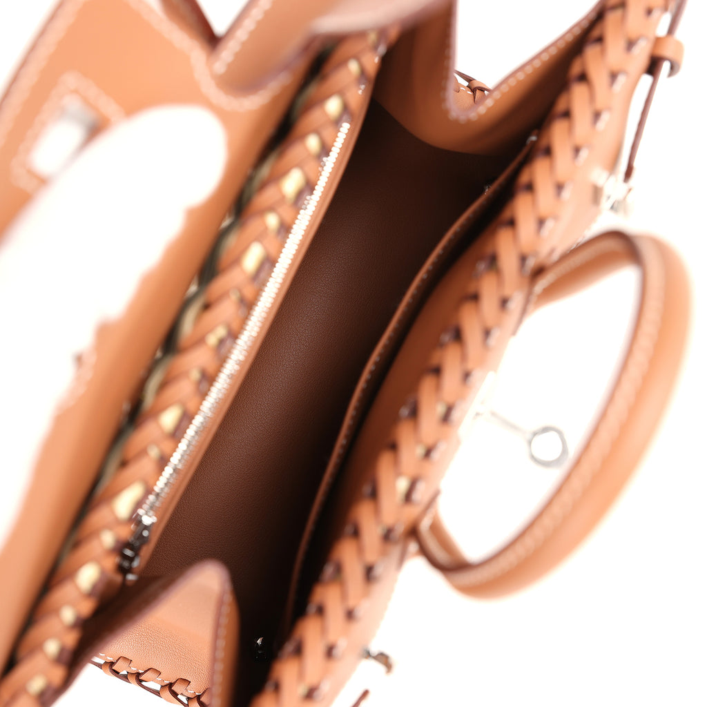 Birkins 25 Gold Swift and Stripe Wicker Palladium Hardware