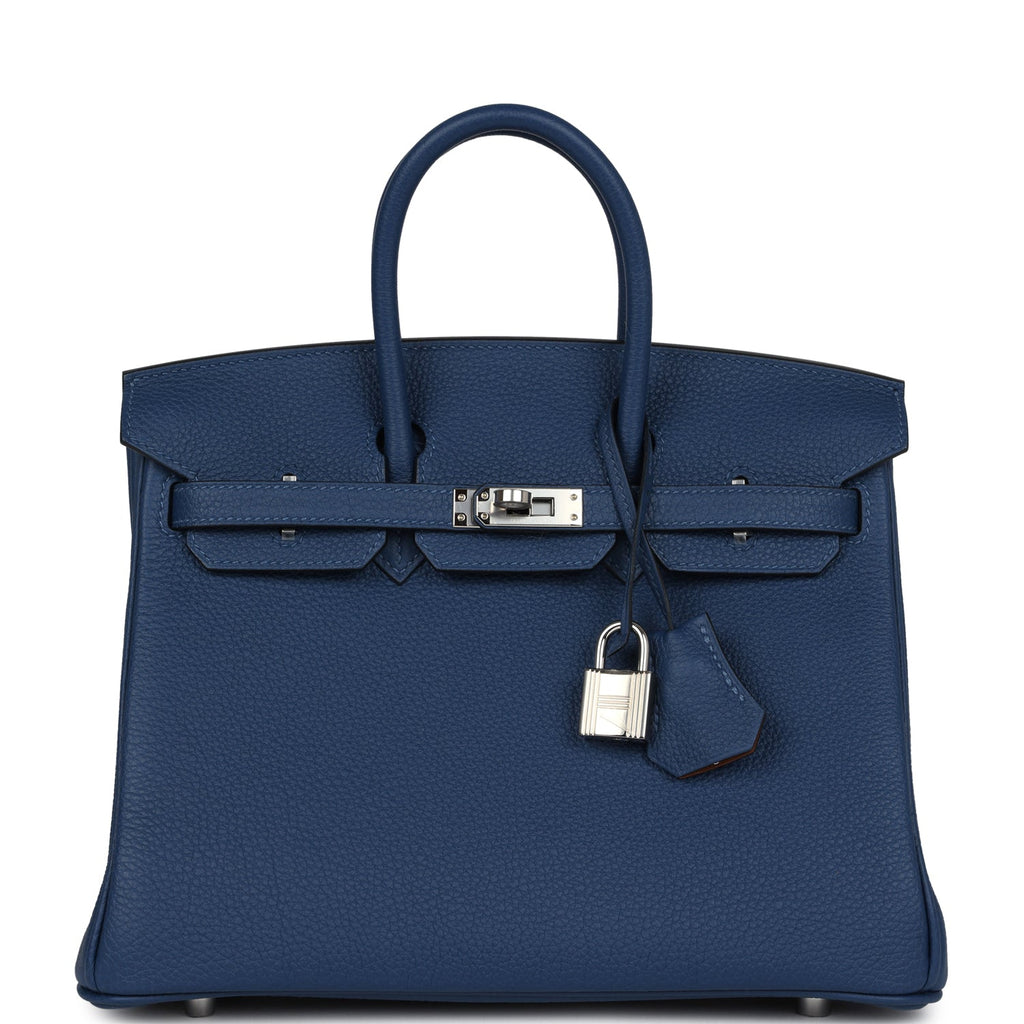 Birkins 25 Deep Bleu Verso Togo Palladium Hardware