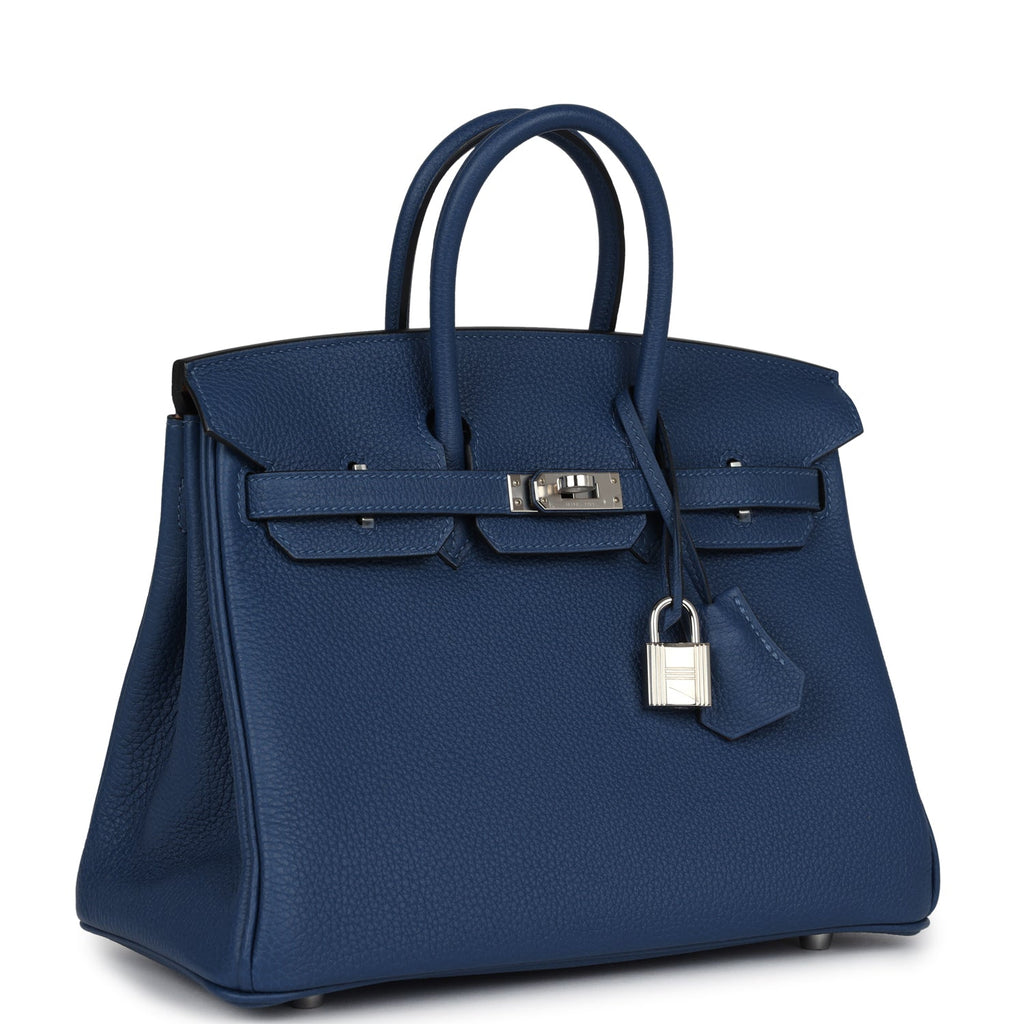 Birkins 25 Deep Bleu Verso Togo Palladium Hardware