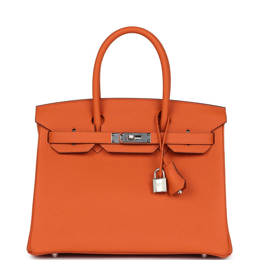 Birkin 30 Orange Togo Palladium Hardware