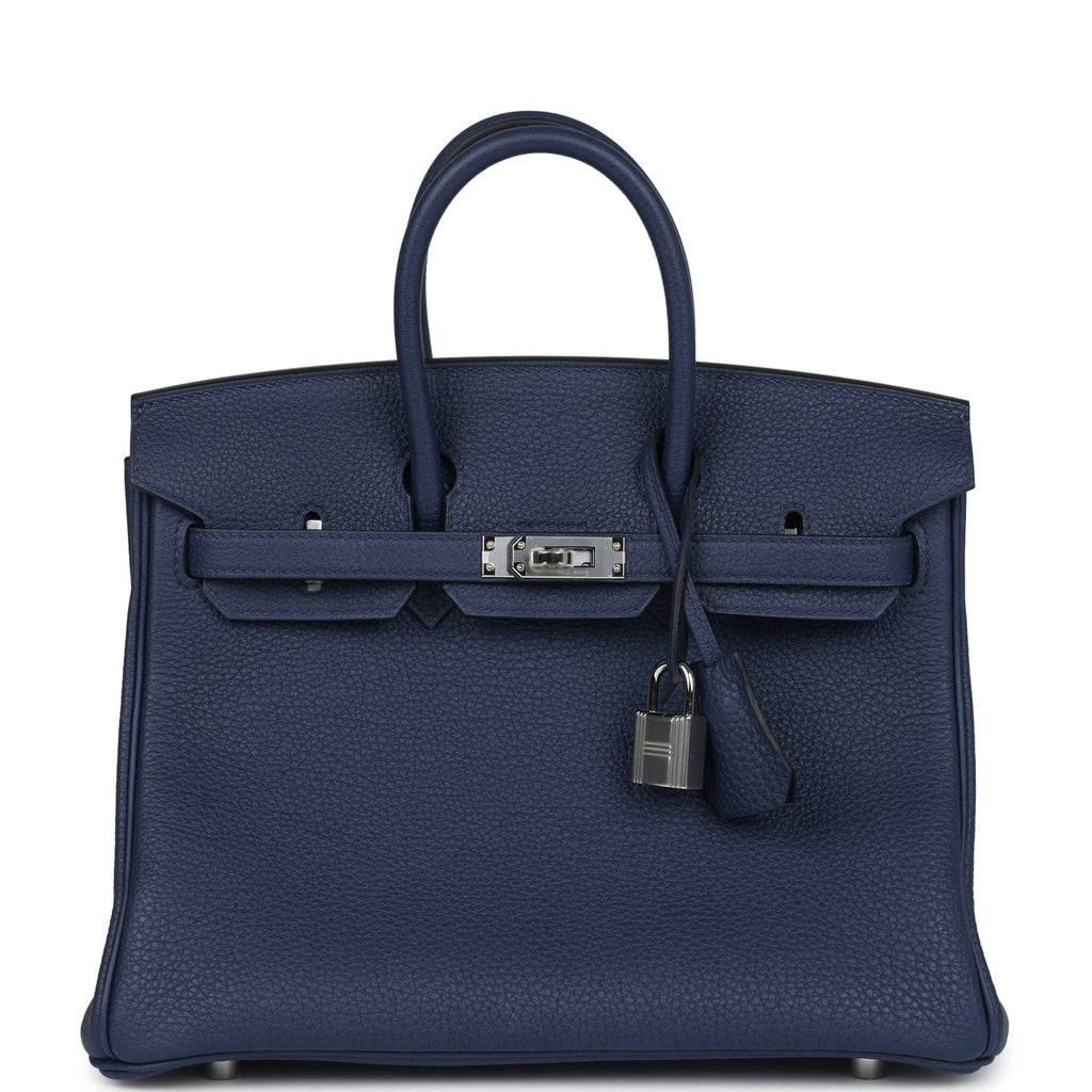 Birkins 25 Bleu Saphir Togo Palladium Hardware