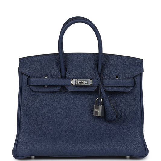 Birkins 25 Bleu Saphir Togo Palladium Hardware
