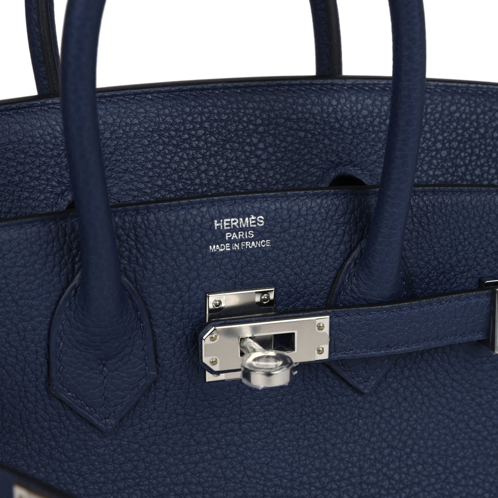Birkins 25 Bleu Saphir Togo Palladium Hardware