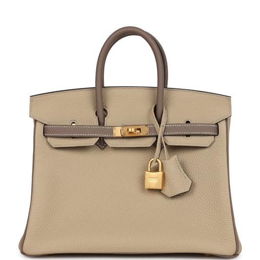 Hermès Special Order (HSS) Birkin 25 Etoupe and Trench Togo Brushed Gold Hardware