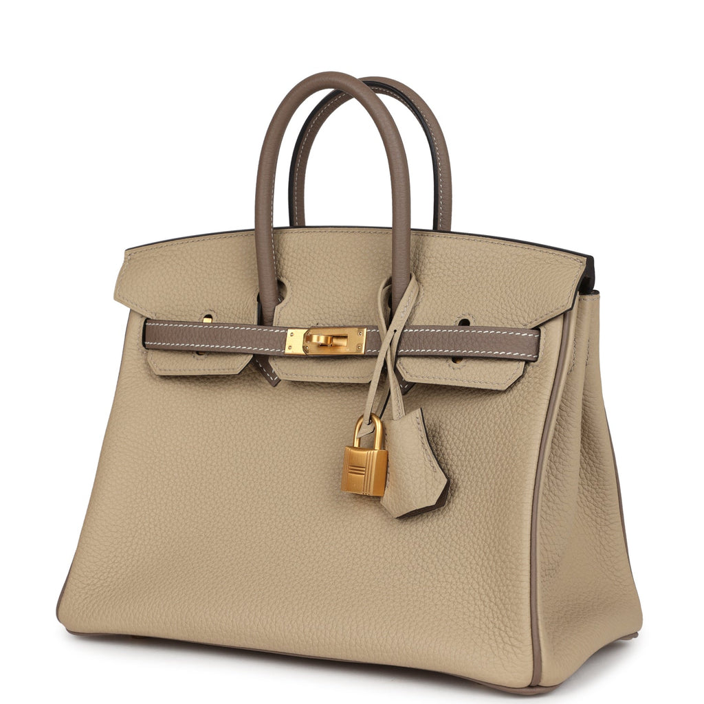 Hermès Special Order (HSS) Birkin 25 Etoupe and Trench Togo Brushed Gold Hardware