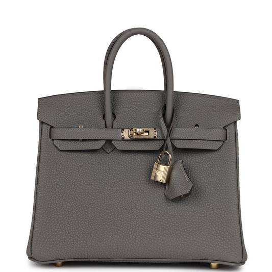 Birkin 25 Gris Meyer Togo Permabrass Hardware