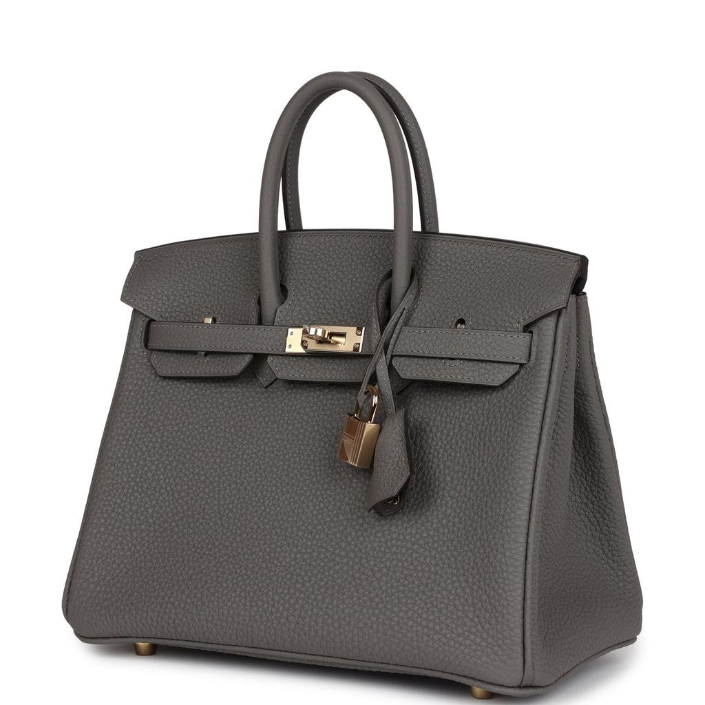 Birkin 25 Gris Meyer Togo Permabrass Hardware