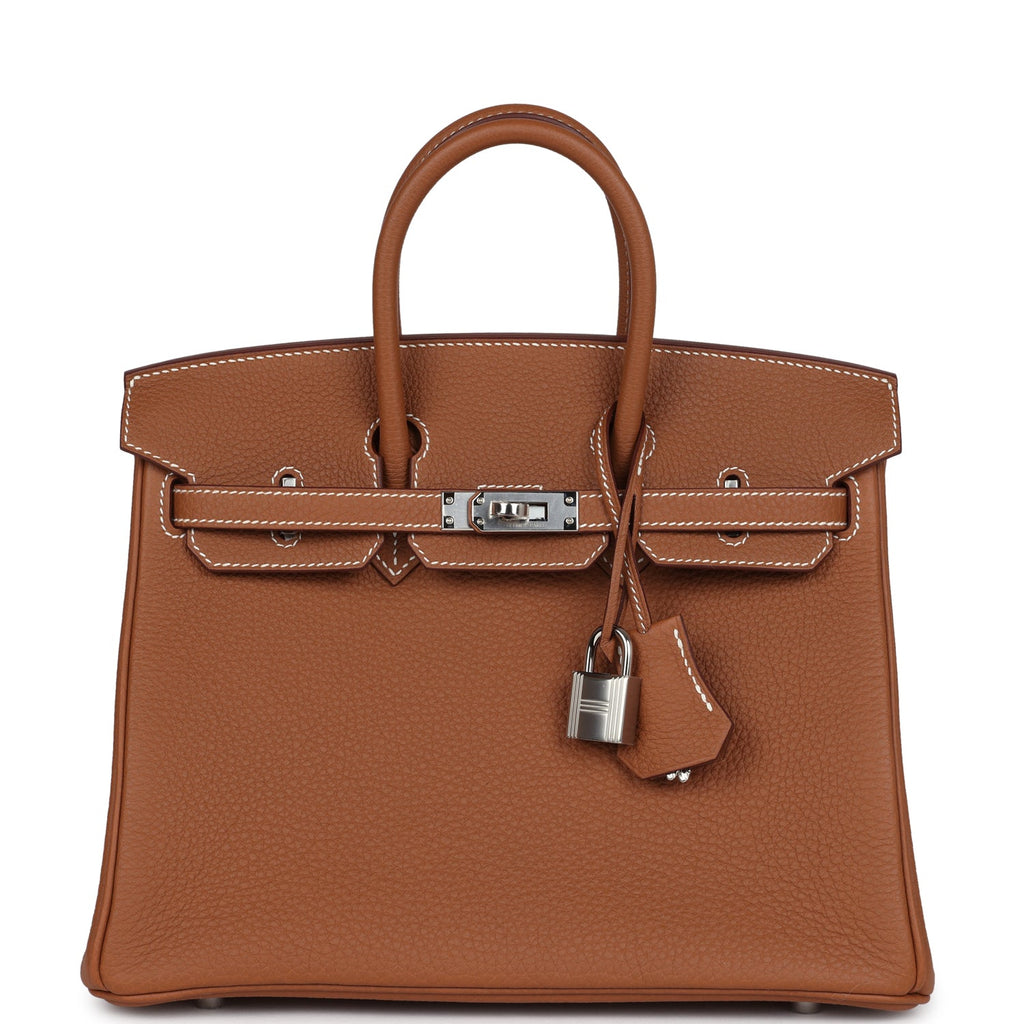 Birkins 25 Gold Togo Palladium Hardware