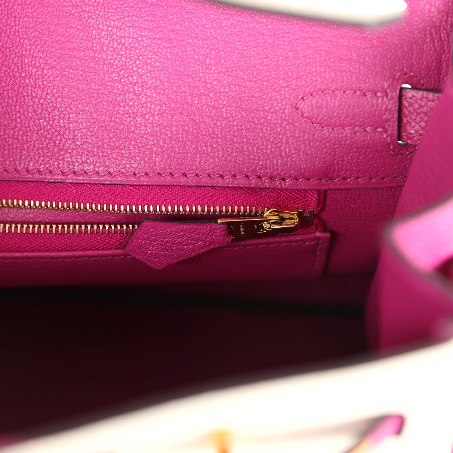 Hermès Special Order (HSS) Birkin 25 Craie and Rose Pourpre Epsom Brushed Gold Hardware