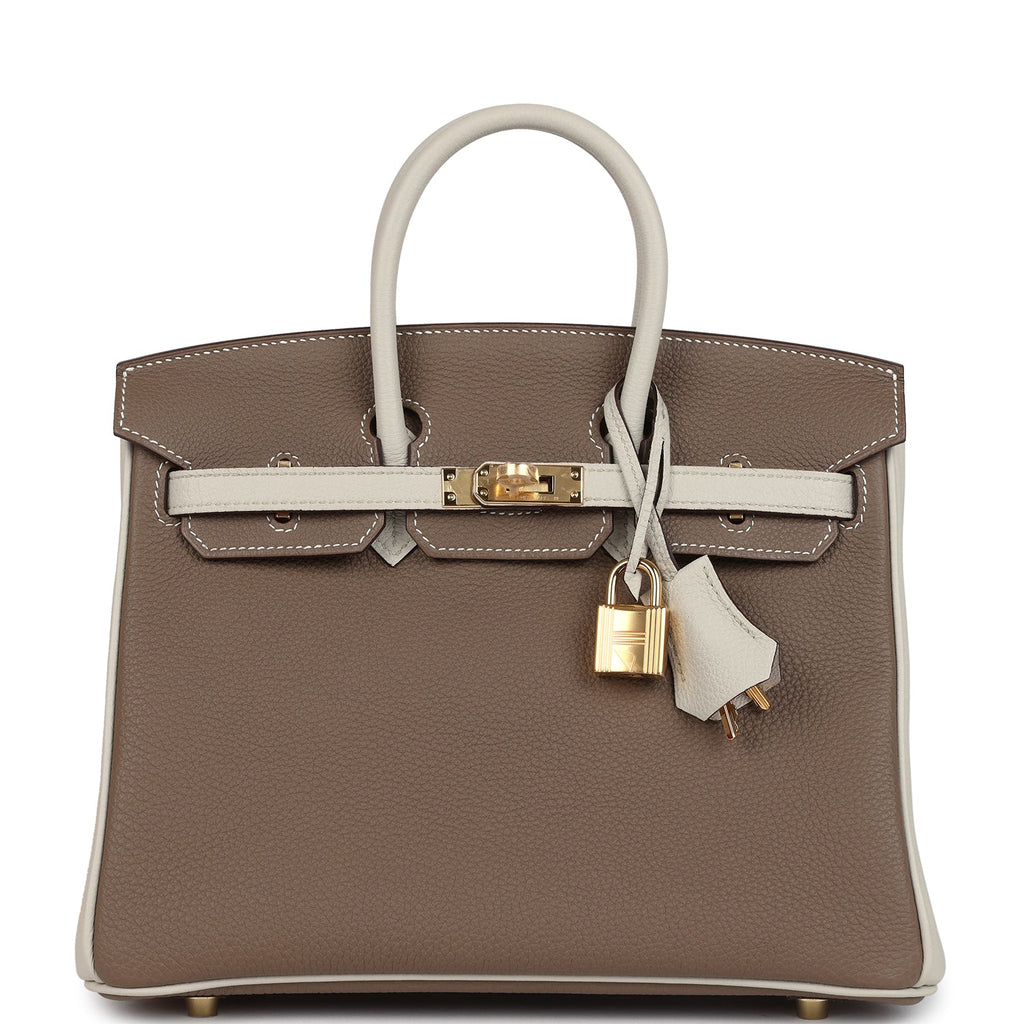 Hermès Special Order (HSS) Birkin 25 Etoupe and Craie Togo Gold Hardware