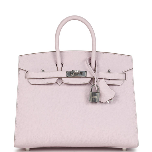 Birkin 25 Mauve Pale Epsom Palladium Hardware