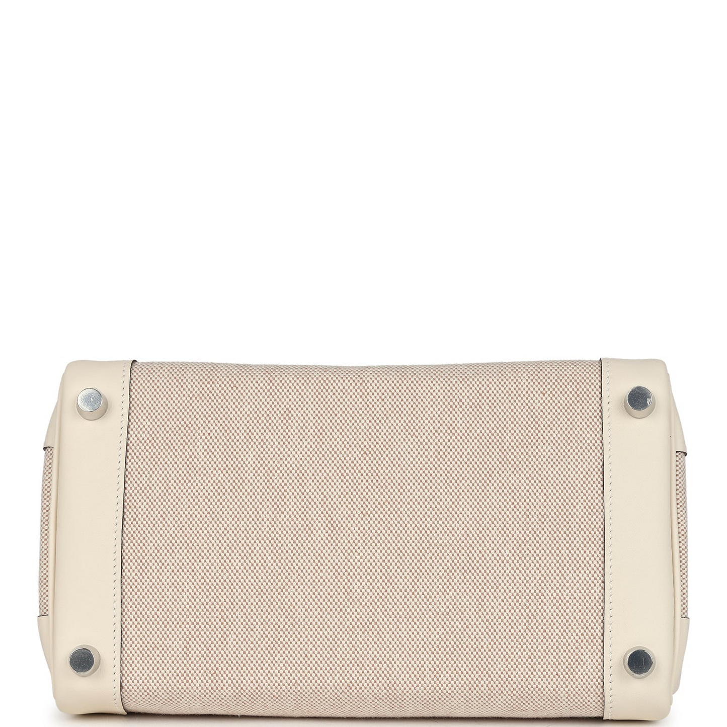 Birkin 25 Nata Swift and Ecru-Beige Toile H Canvas Palladium Hardware