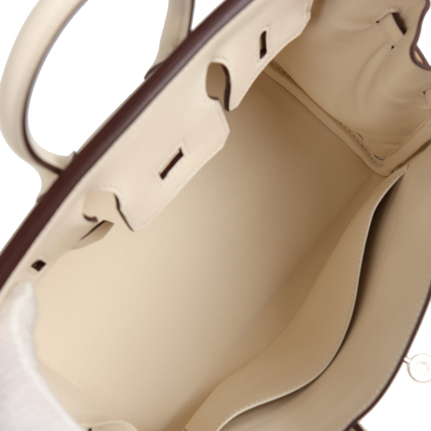 Birkin 25 Nata Swift and Ecru-Beige Toile H Canvas Palladium Hardware