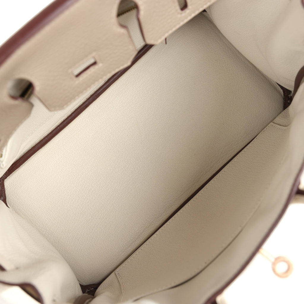 Hermès Special Order (HSS) Birkin 25 Gris Tourterelle and Craie Clemence Rose Gold Hardware