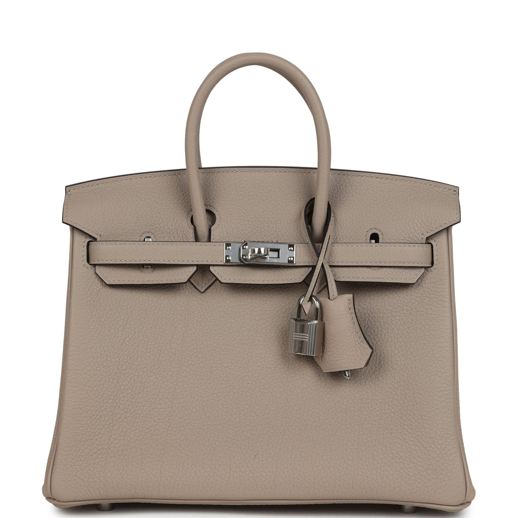 Birkins 25 Gris Tourterelle Togo Palladium Hardware