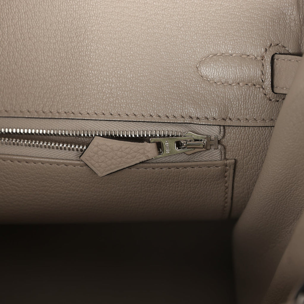 Birkins 25 Gris Tourterelle Togo Palladium Hardware