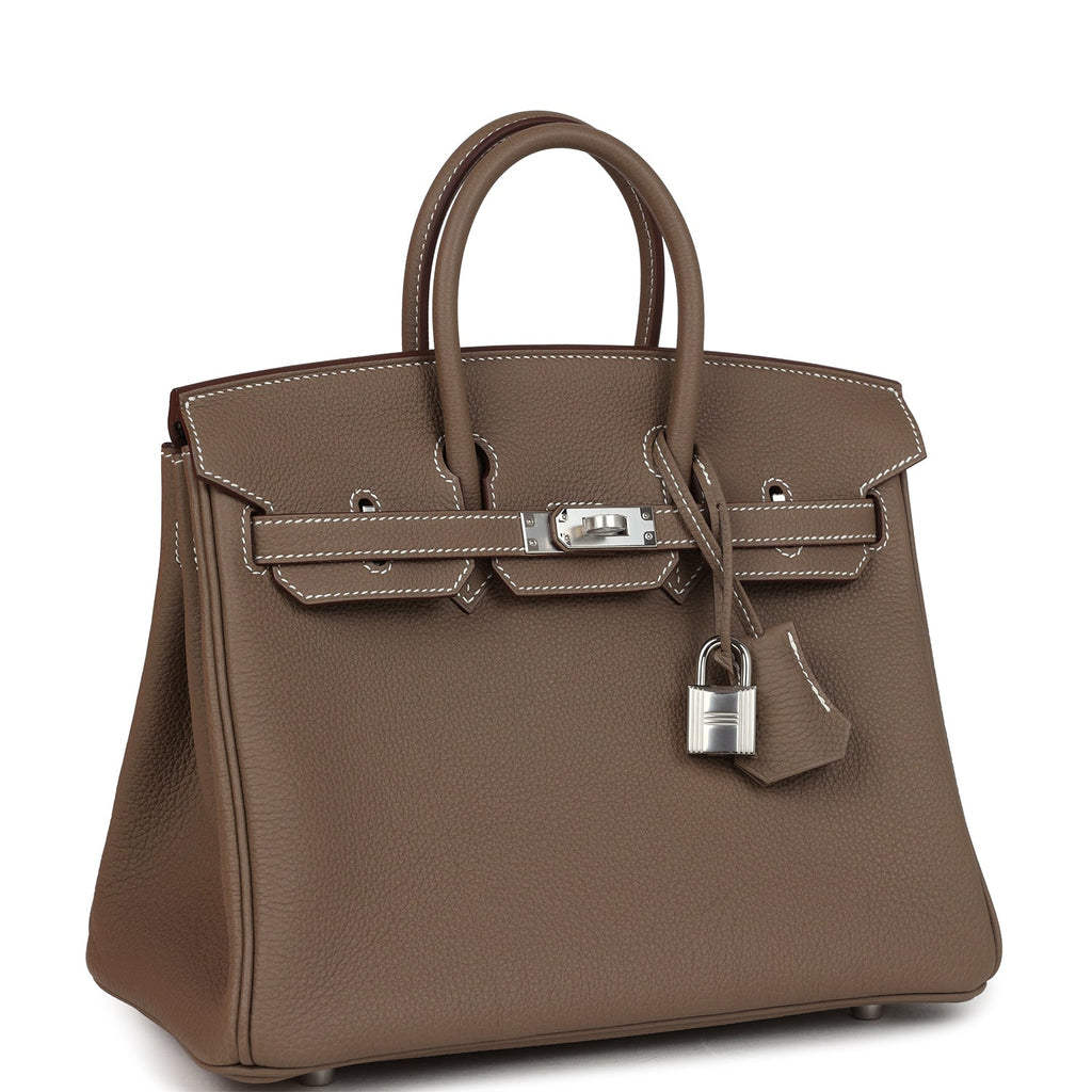 Birkins 25 Etoupe Togo Palladium Hardware