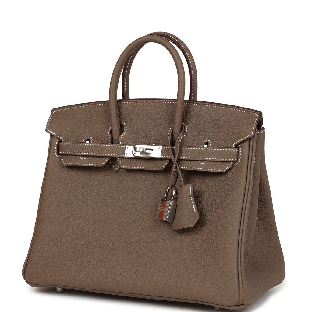 Birkins 25 Etoupe Togo Palladium Hardware