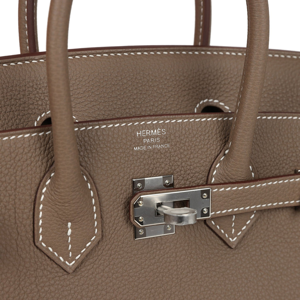 Birkins 25 Etoupe Togo Palladium Hardware