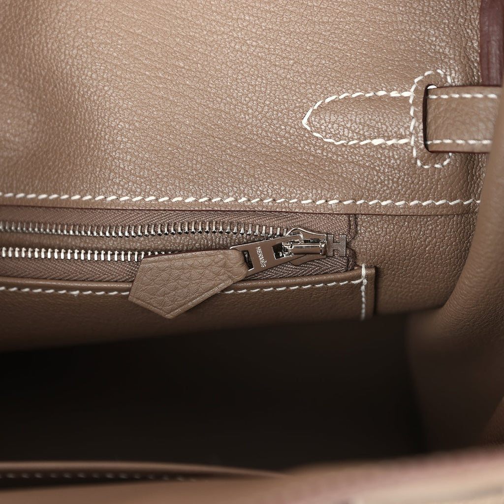 Birkins 25 Etoupe Togo Palladium Hardware