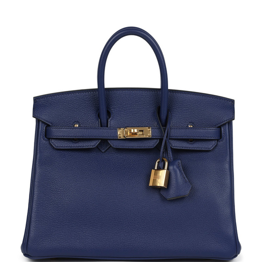 Birkins 25 Bleu Saphir Verso Novillo Gold Hardware