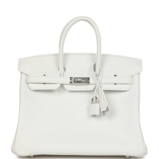 Birkin 25 New White Swift Palladium Hardware
